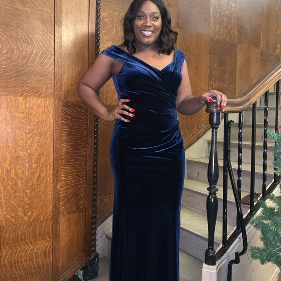 macy's blue velvet dress